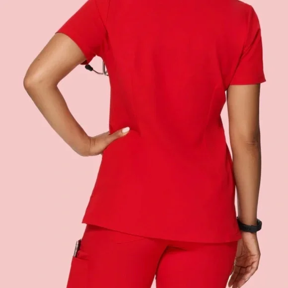 NWT - Mandala Scrub Top - Medium - Candy Red - Picture 2 of 3